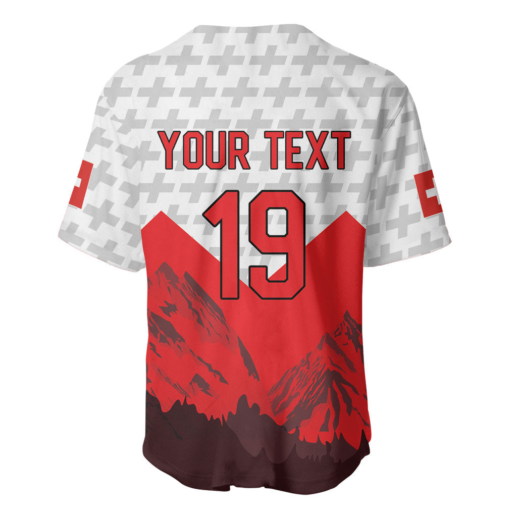 Switzerland Ice Hockey Custom Baseball Jersey Swiss Shield Alps Art