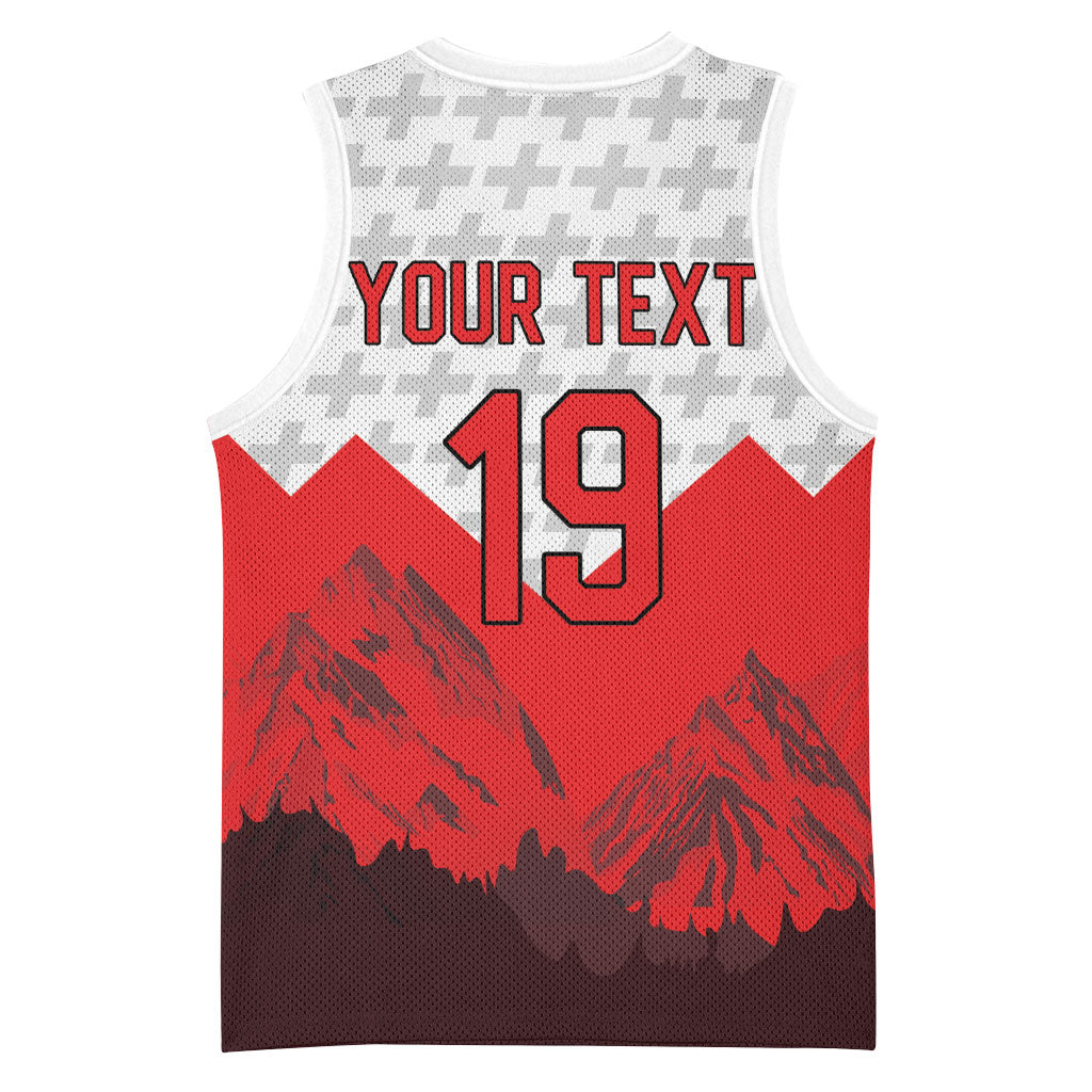 Switzerland Ice Hockey Custom Basketball Jersey Swiss Shield Alps Art
