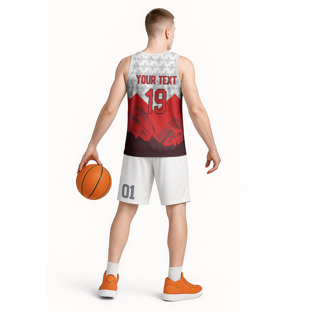 Switzerland Ice Hockey Custom Basketball Jersey Swiss Shield Alps Art
