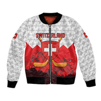 Switzerland Ice Hockey Custom Bomber Jacket Swiss Shield Alps Art
