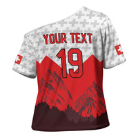 Switzerland Ice Hockey Custom Cross Shoulder Shirt Swiss Shield Alps Art
