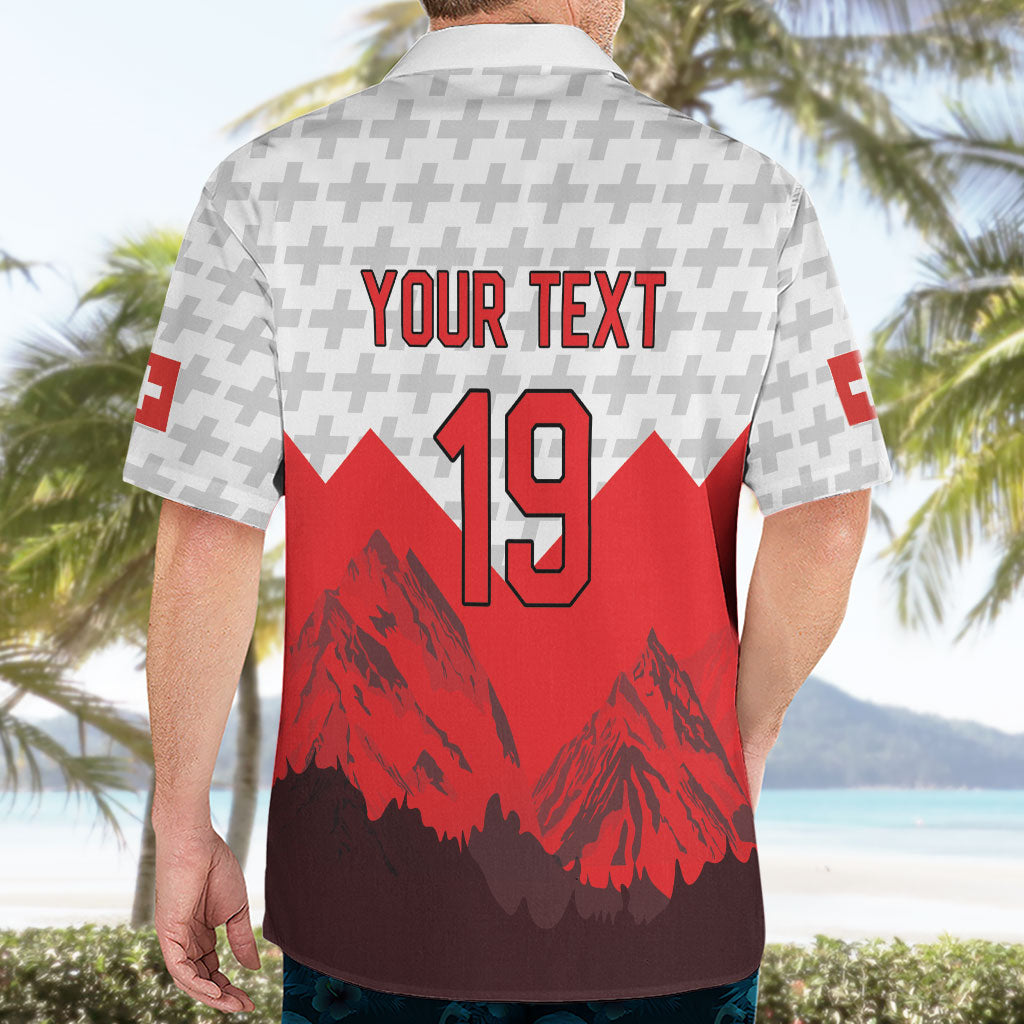 Switzerland Ice Hockey Custom Hawaiian Shirt Swiss Shield Alps Art