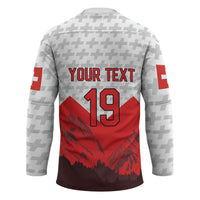 Switzerland Ice Hockey Custom Hockey Jersey Swiss Shield Alps Art