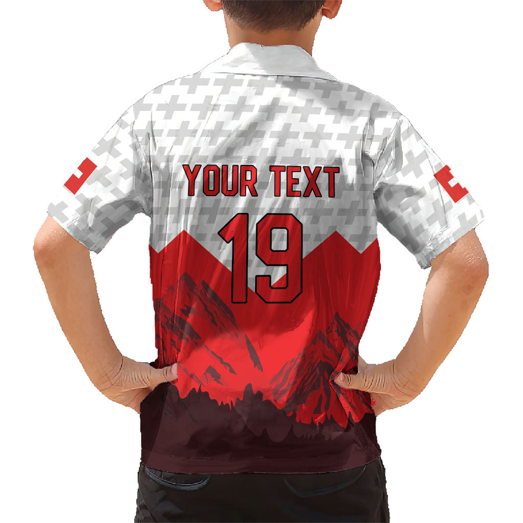 Switzerland Ice Hockey Custom Kid Hawaiian Shirt Swiss Shield Alps Art