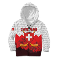 Switzerland Ice Hockey Custom Kid Hoodie Swiss Shield Alps Art