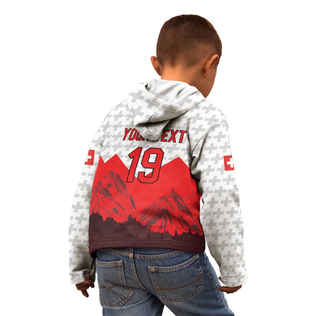 Switzerland Ice Hockey Custom Kid Hoodie Swiss Shield Alps Art
