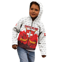 Switzerland Ice Hockey Custom Kid Hoodie Swiss Shield Alps Art
