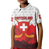 Switzerland Ice Hockey Custom Kid Polo Shirt Swiss Shield Alps Art