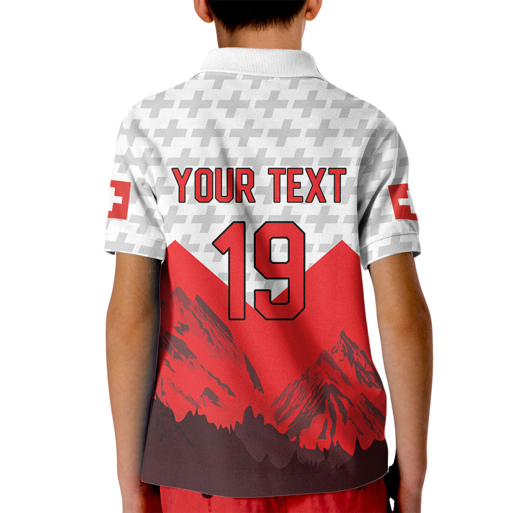 Switzerland Ice Hockey Custom Kid Polo Shirt Swiss Shield Alps Art