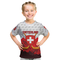 Switzerland Ice Hockey Custom Kid T Shirt Swiss Shield Alps Art