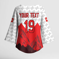 Switzerland Ice Hockey Custom Kimono Sleeve Blouse Swiss Shield Alps Art