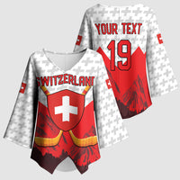 Switzerland Ice Hockey Custom Kimono Sleeve Blouse Swiss Shield Alps Art