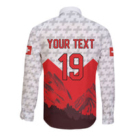 Switzerland Ice Hockey Custom Long Sleeve Button Shirt Swiss Shield Alps Art