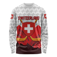 Switzerland Ice Hockey Custom Long Sleeve Shirt Swiss Shield Alps Art
