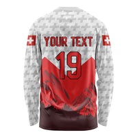 Switzerland Ice Hockey Custom Long Sleeve Shirt Swiss Shield Alps Art