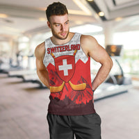 Switzerland Ice Hockey Custom Men Tank Top Swiss Shield Alps Art