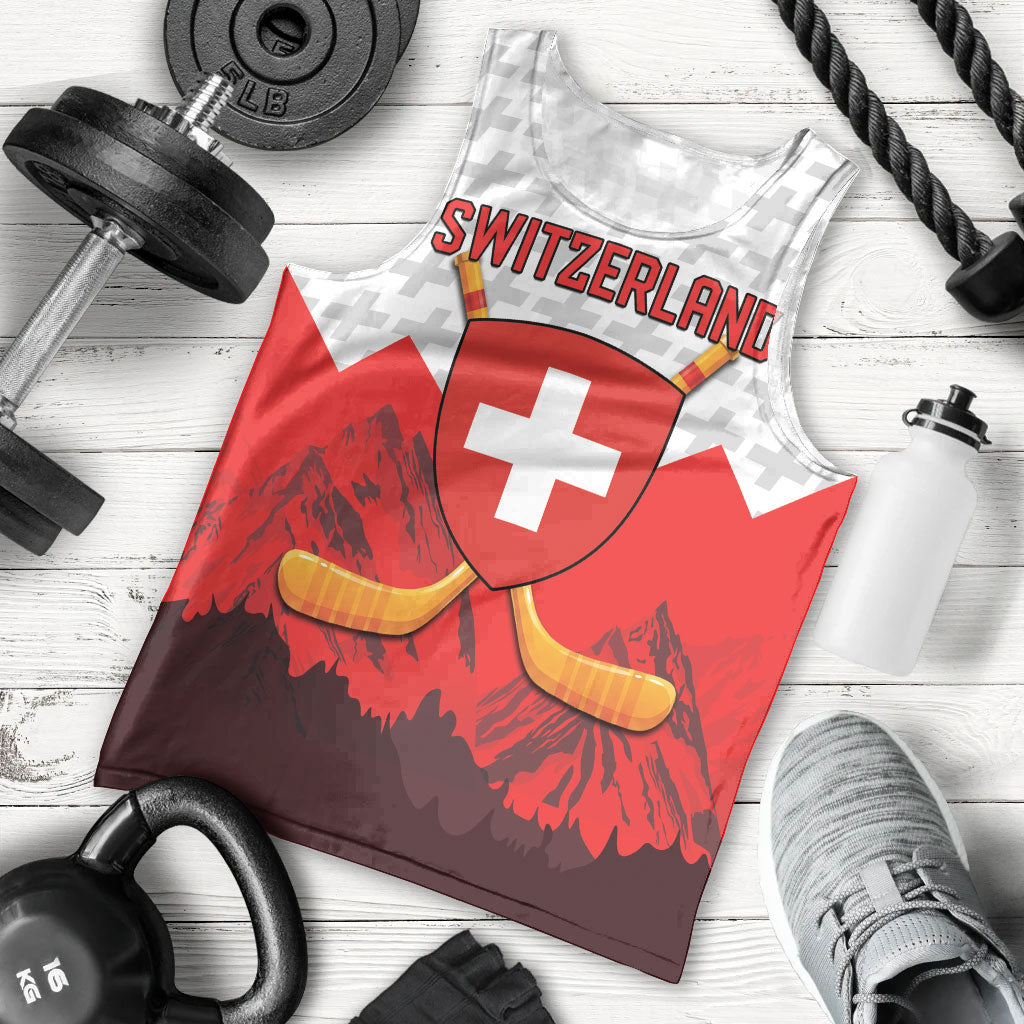 Switzerland Ice Hockey Custom Men Tank Top Swiss Shield Alps Art
