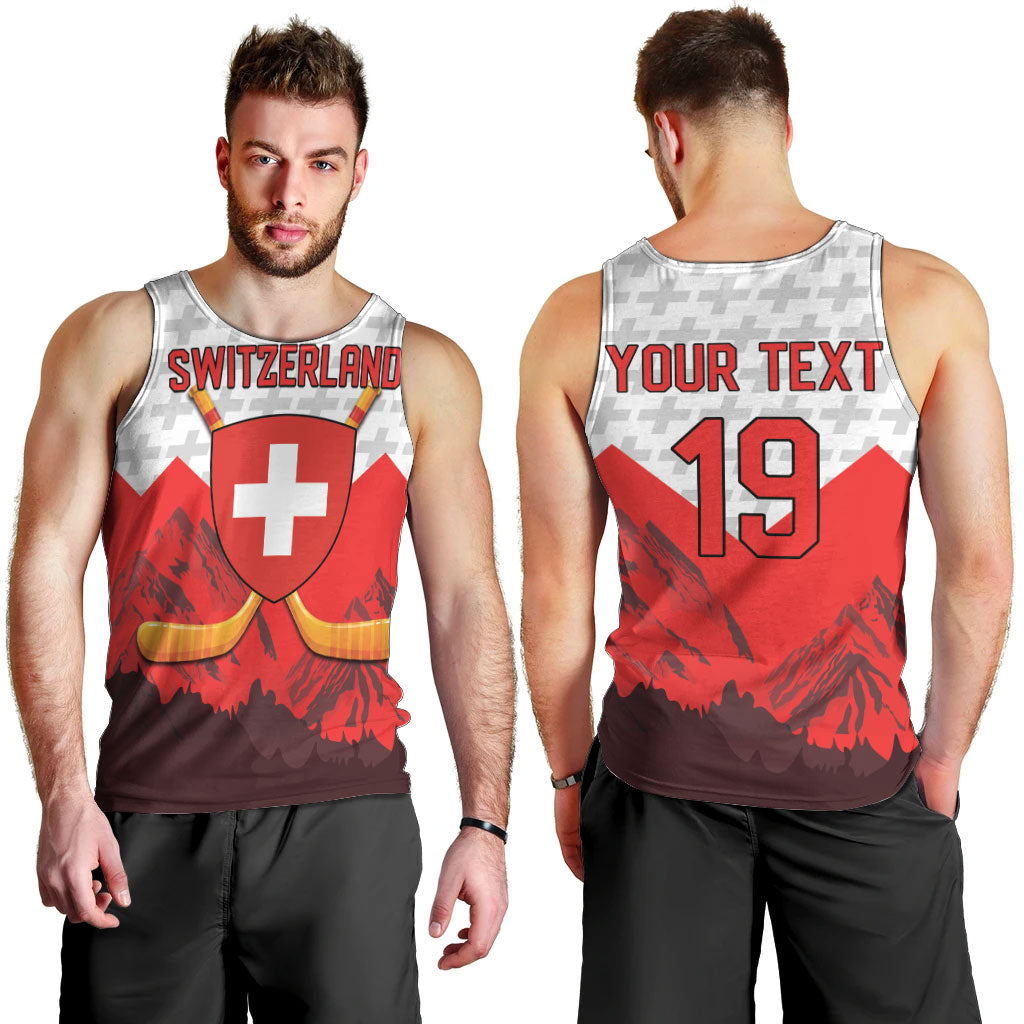 Switzerland Ice Hockey Custom Men Tank Top Swiss Shield Alps Art