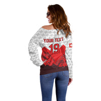 Switzerland Ice Hockey Custom Off Shoulder Sweater Swiss Shield Alps Art