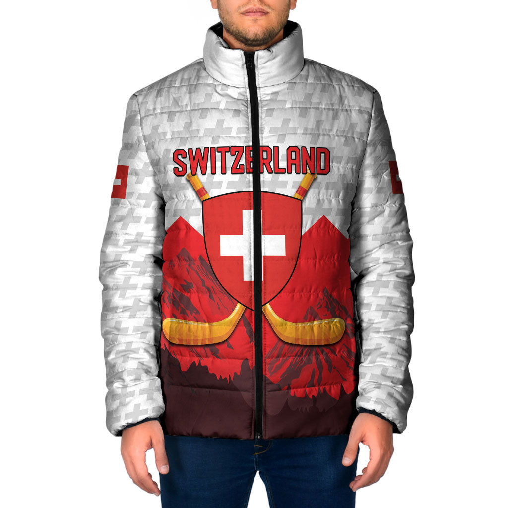 Switzerland Ice Hockey Custom Padded Jacket Swiss Shield Alps Art