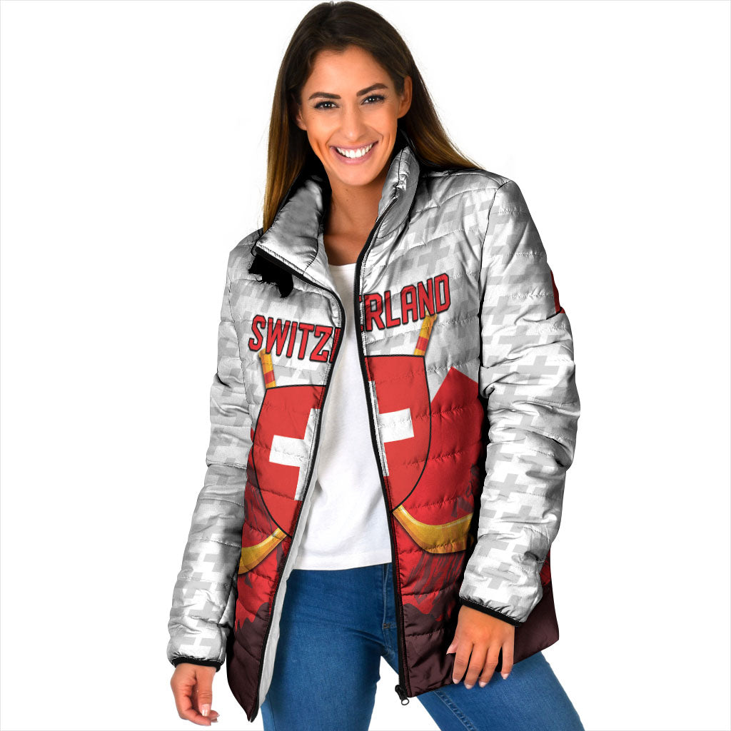 Switzerland Ice Hockey Custom Padded Jacket Swiss Shield Alps Art