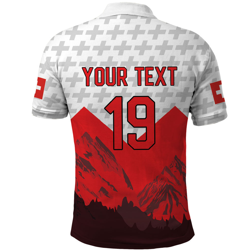 Switzerland Ice Hockey Custom Polo Shirt Swiss Shield Alps Art