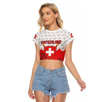 Switzerland Ice Hockey Custom Raglan Cropped T Shirt Swiss Shield Alps Art