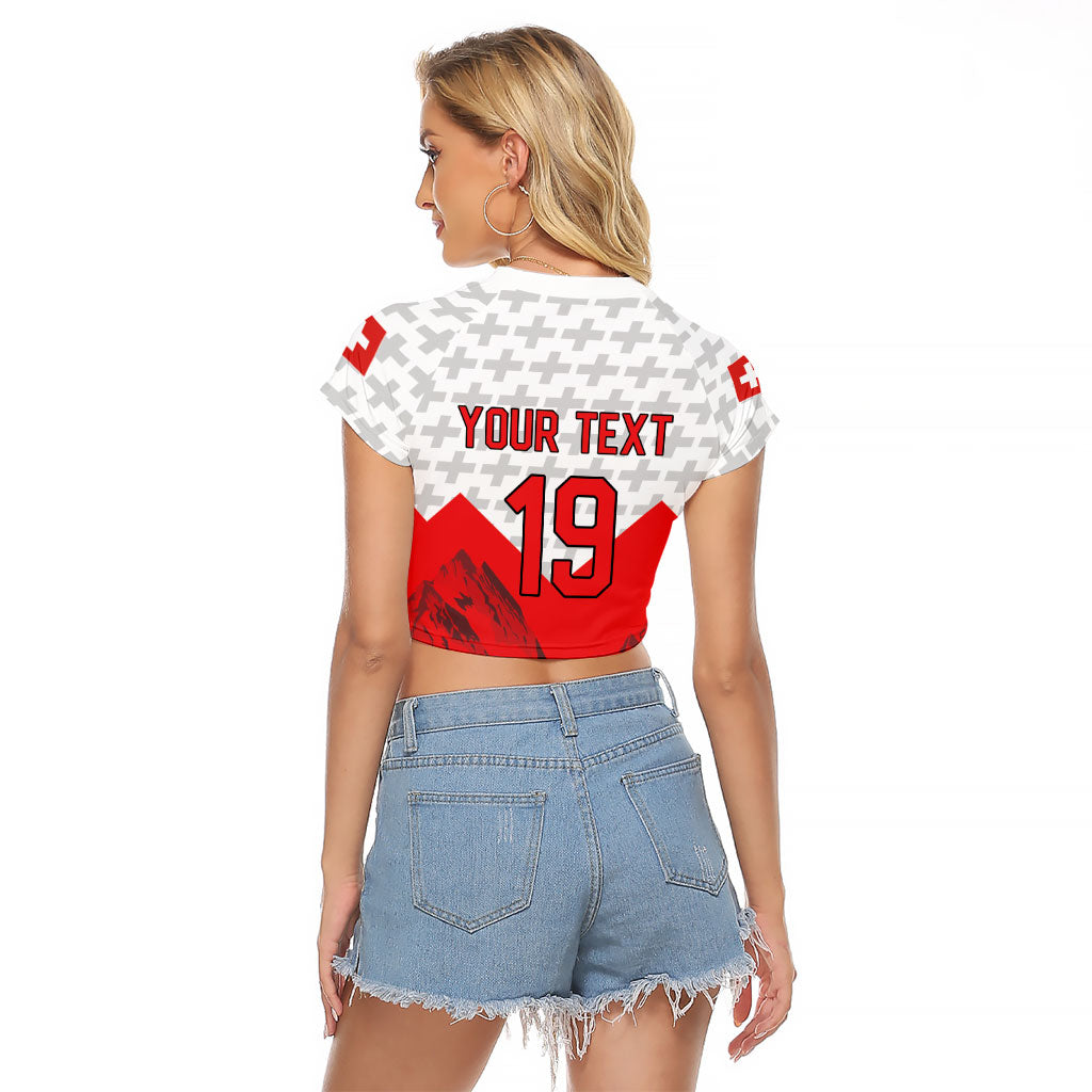 Switzerland Ice Hockey Custom Raglan Cropped T Shirt Swiss Shield Alps Art