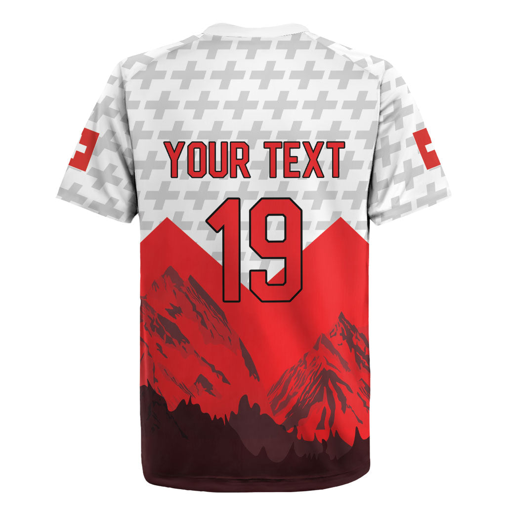 Switzerland Ice Hockey Custom Rugby Jersey Swiss Shield Alps Art
