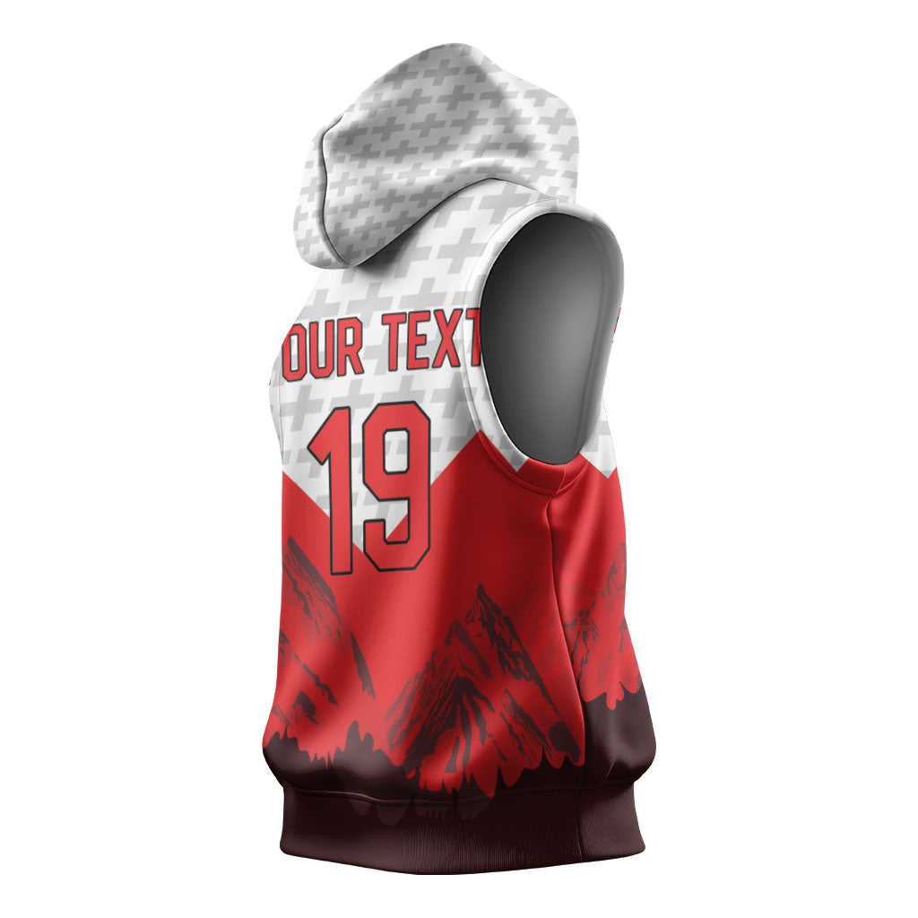 Switzerland Ice Hockey Custom Sleeveless Hoodie Swiss Shield Alps Art
