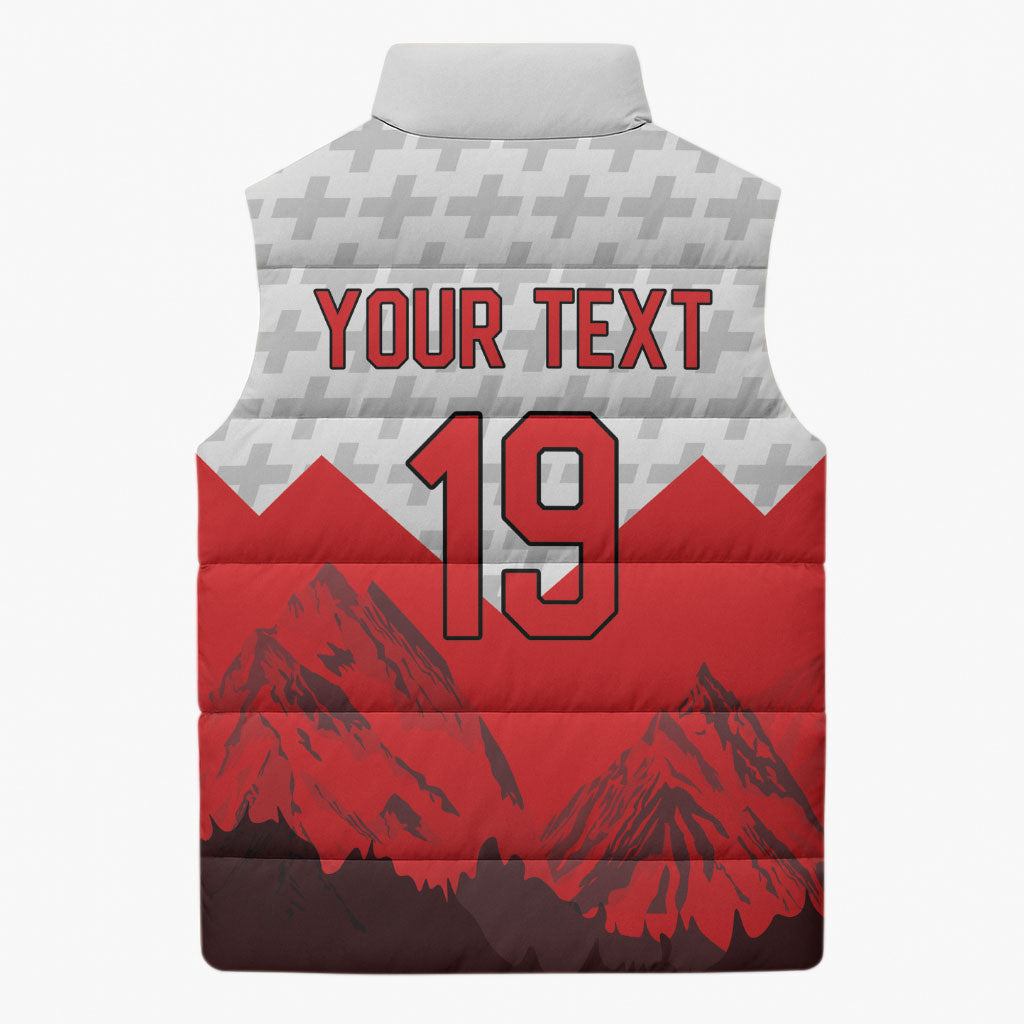 Switzerland Ice Hockey Custom Sleeveless Puffer Jacket Swiss Shield Alps Art