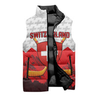 Switzerland Ice Hockey Custom Sleeveless Puffer Jacket Swiss Shield Alps Art