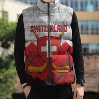 Switzerland Ice Hockey Custom Sleeveless Puffer Jacket Swiss Shield Alps Art