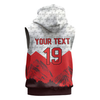Switzerland Ice Hockey Custom Sleeveless Zip Hoodie Swiss Shield Alps Art
