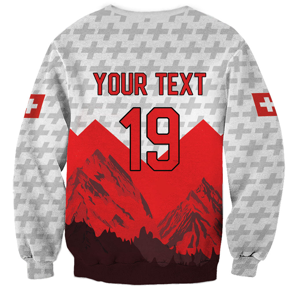 Switzerland Ice Hockey Custom Sweatshirt Swiss Shield Alps Art