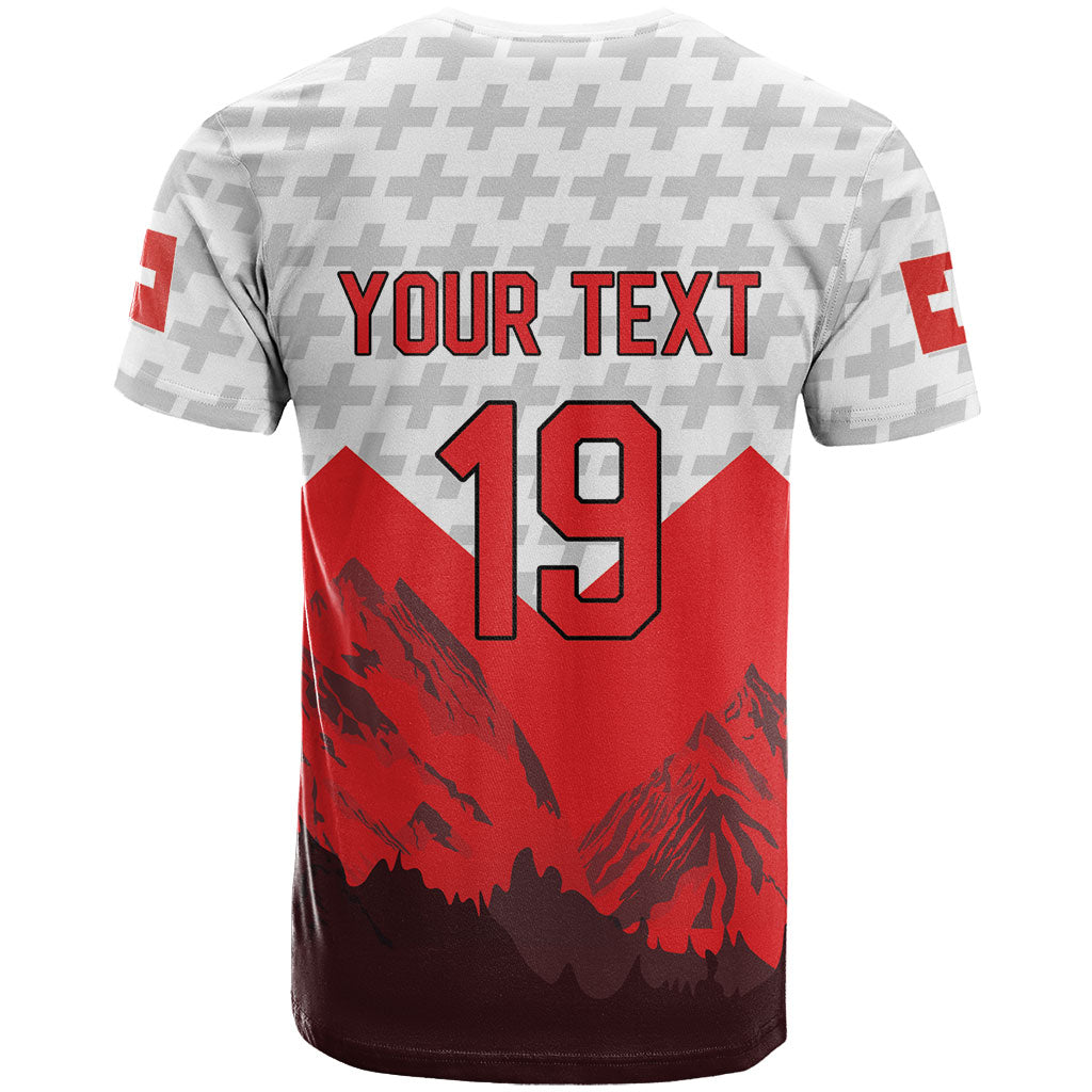 Switzerland Ice Hockey Custom T Shirt Swiss Shield Alps Art
