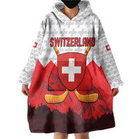 Switzerland Ice Hockey Custom Wearable Blanket Hoodie Swiss Shield Alps Art