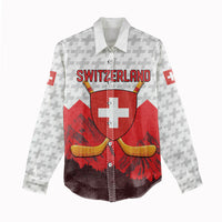 Switzerland Ice Hockey Custom Women Casual Shirt Swiss Shield Alps Art