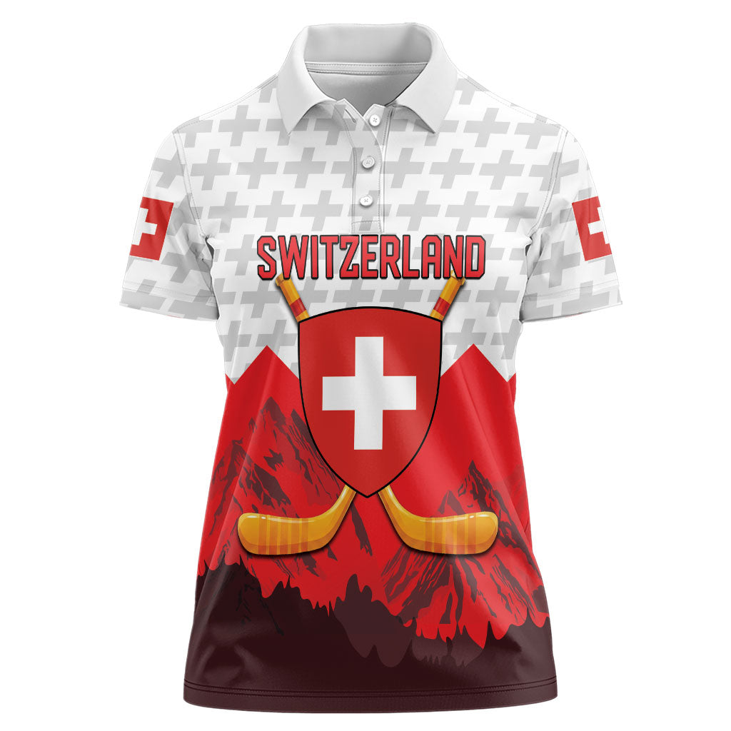 Switzerland Ice Hockey Custom Women Polo Shirt Swiss Shield Alps Art