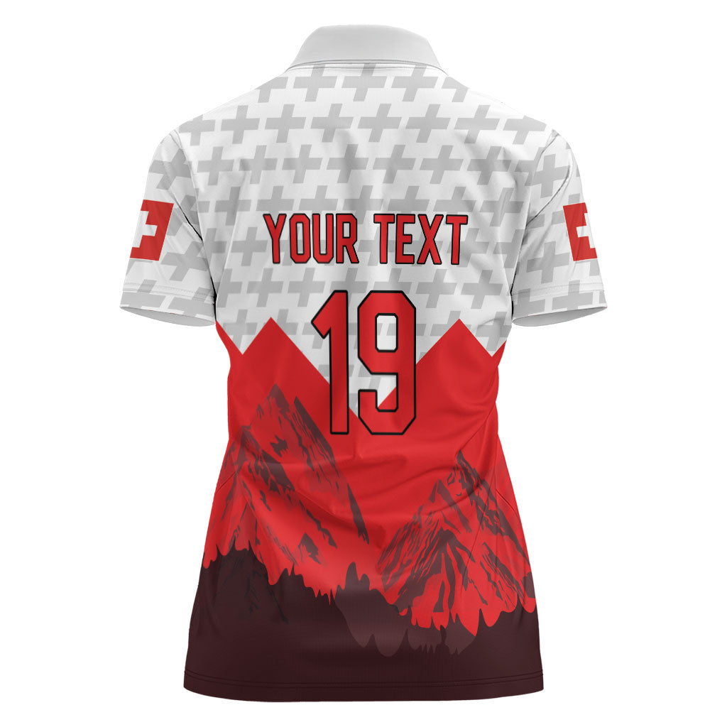 Switzerland Ice Hockey Custom Women Polo Shirt Swiss Shield Alps Art