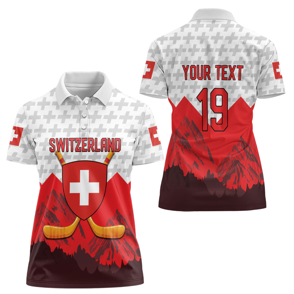 Switzerland Ice Hockey Custom Women Polo Shirt Swiss Shield Alps Art