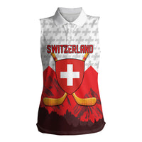 Switzerland Ice Hockey Custom Women Sleeveless Polo Shirt Swiss Shield Alps Art