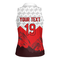 Switzerland Ice Hockey Custom Women Sleeveless Polo Shirt Swiss Shield Alps Art