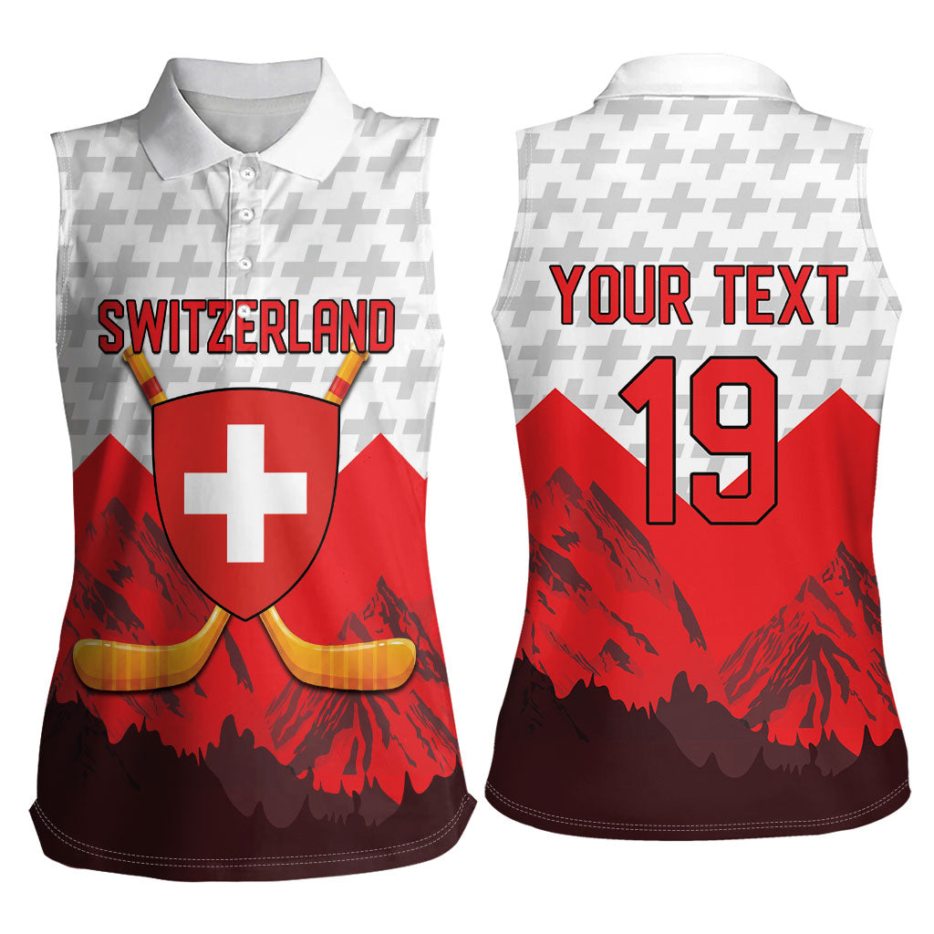 Switzerland Ice Hockey Custom Women Sleeveless Polo Shirt Swiss Shield Alps Art