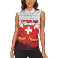 Switzerland Ice Hockey Custom Women Sleeveless Polo Shirt Swiss Shield Alps Art