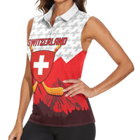 Switzerland Ice Hockey Custom Women Sleeveless Polo Shirt Swiss Shield Alps Art