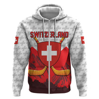 Switzerland Ice Hockey Custom Zip Hoodie Swiss Shield Alps Art