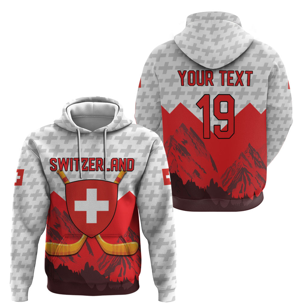 Switzerland Ice Hockey Custom Zip Hoodie Swiss Shield Alps Art