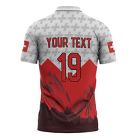 Switzerland Ice Hockey Custom Zipper Polo Shirt Swiss Shield Alps Art