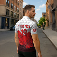 Switzerland Ice Hockey Custom Zipper Polo Shirt Swiss Shield Alps Art